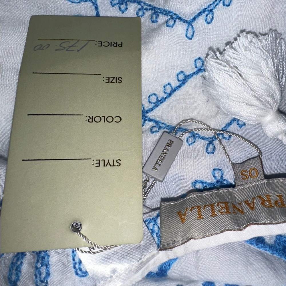 Pranella blue and white embroidered scarf - Picture 6 of 6
